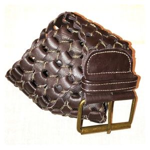 Motif 55 Woven Leather 3” Belt Bronze Buckle 3”